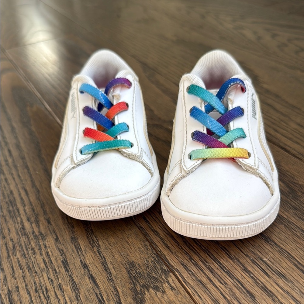 Puma White and Red Sneakers with Rainbow Laces 6C toddler baby - Picture 3 of 10